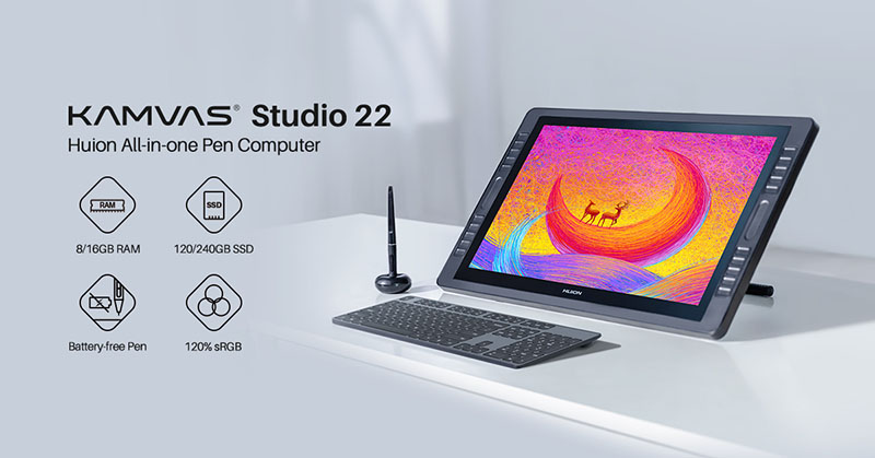 Introducing the All-in-One Pen Computer: Huion Kamvas Studio 22  Huion  Official Store: Drawing Tablets, Pen Tablets, Pen Display, Led Light Pad