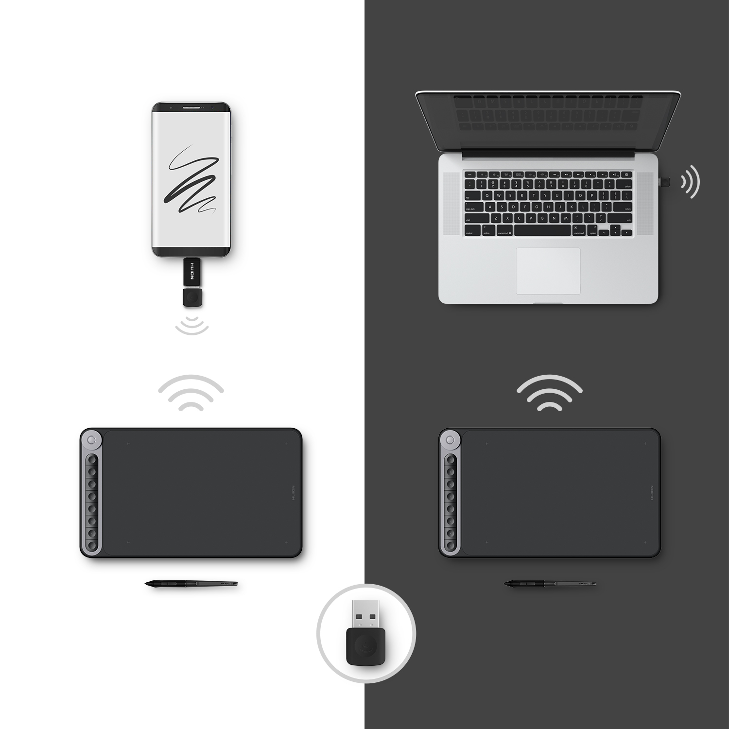 HUION q620m Digitalisierer-Tablet 5080 Zeilen pro Zoll 266,7 x 166,7 mm USB schwarz