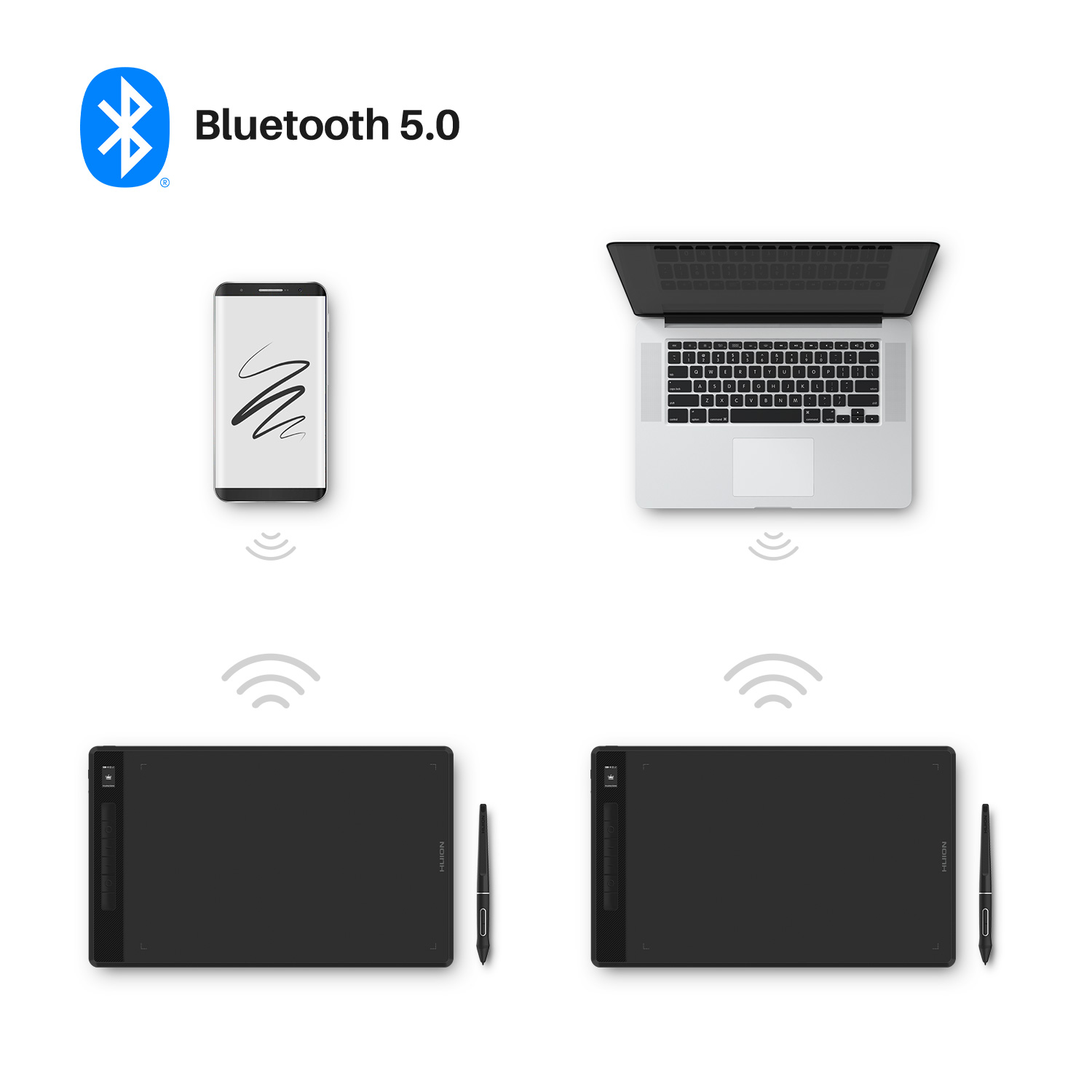 Huion 超大ワークエリア Bluetooth ワイヤレスペンタブレット Inspiroy 